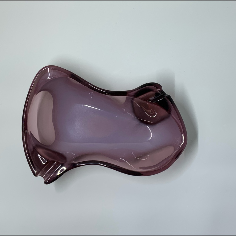 Sasaki Purple with Milky White ART GLASS Ashtray